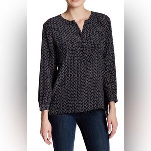 Joie Navy and White Geometric Blouse